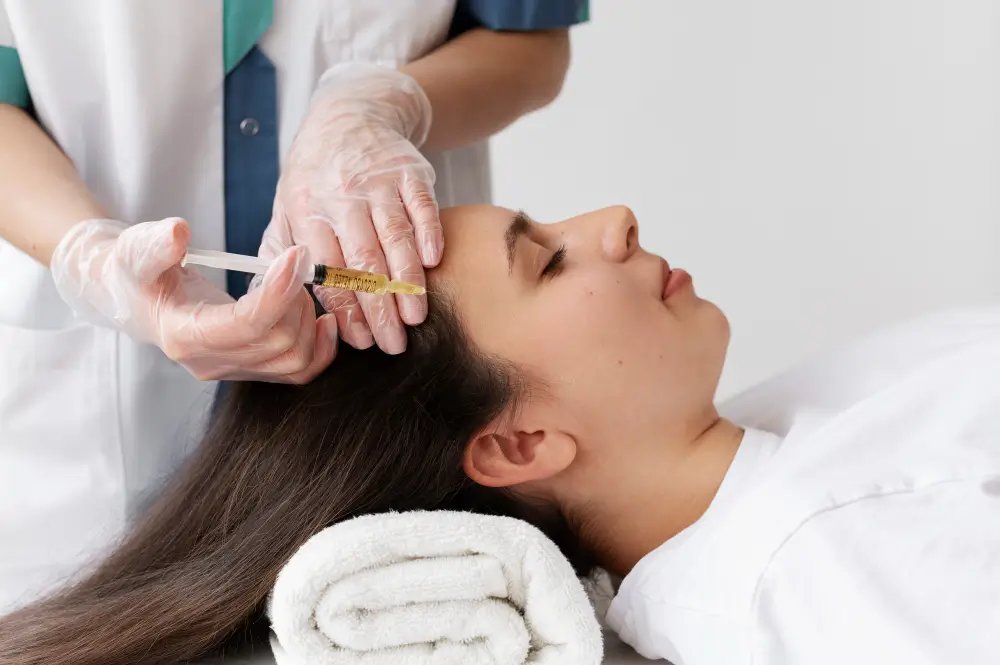 Smooth, shiny hair left loose after botox treatment